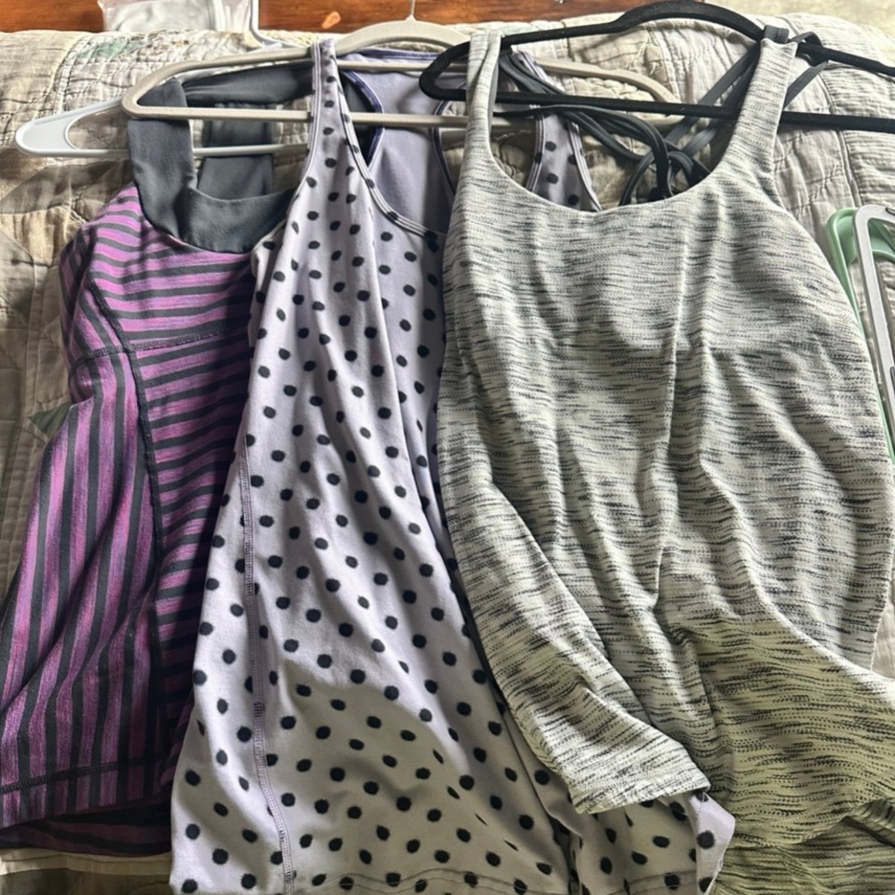 Lululemon set of 3 workout tops. Gently used 6 & 8